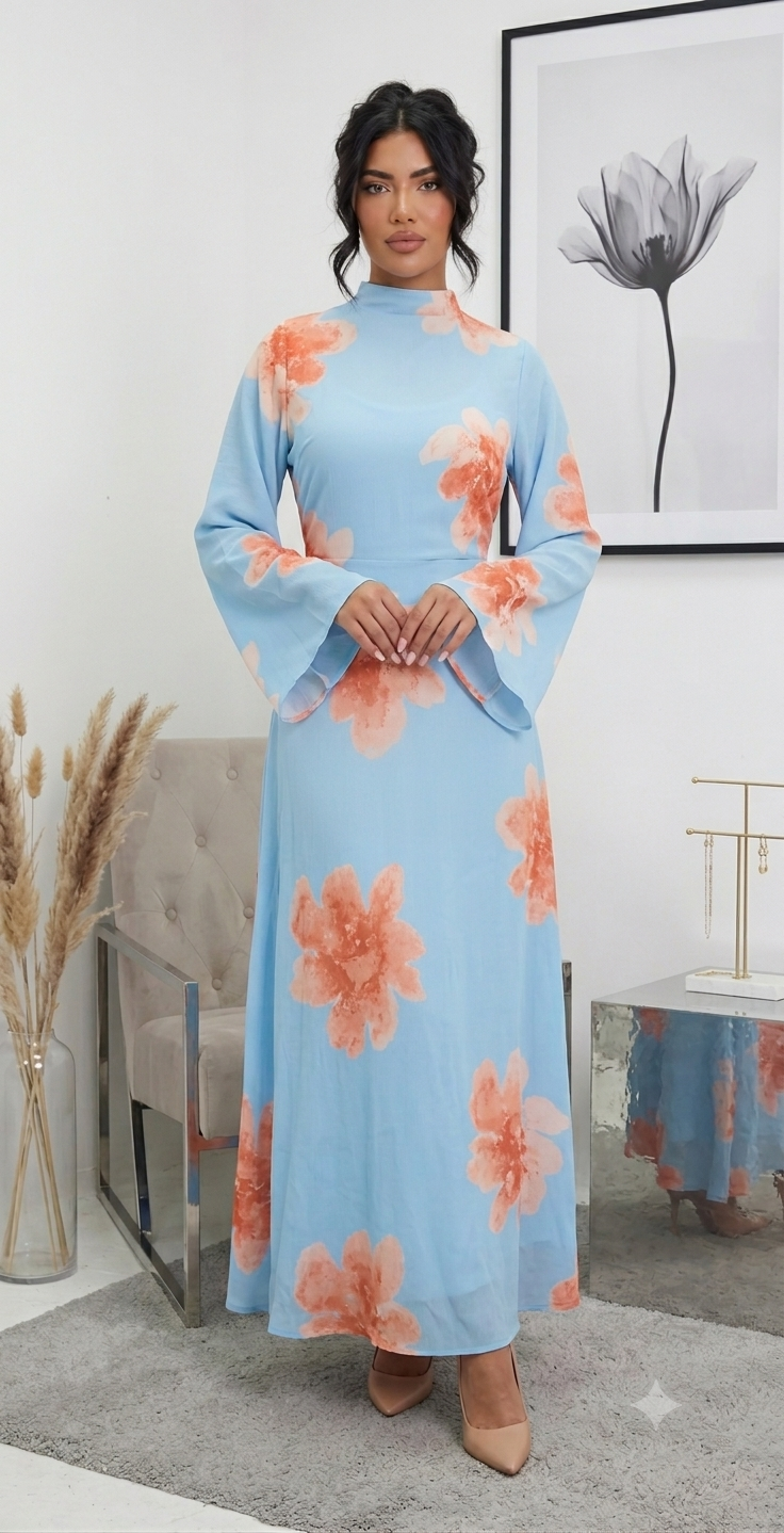 Abaya mit Blumenmuster