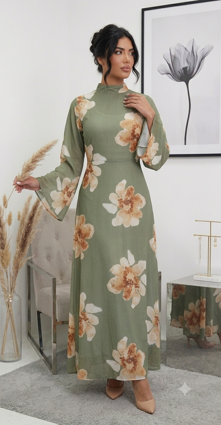 Abaya mit Blumenmuster