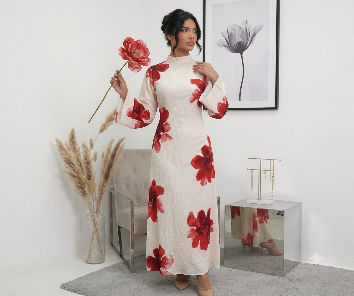 Abaya mit Blumenmuster