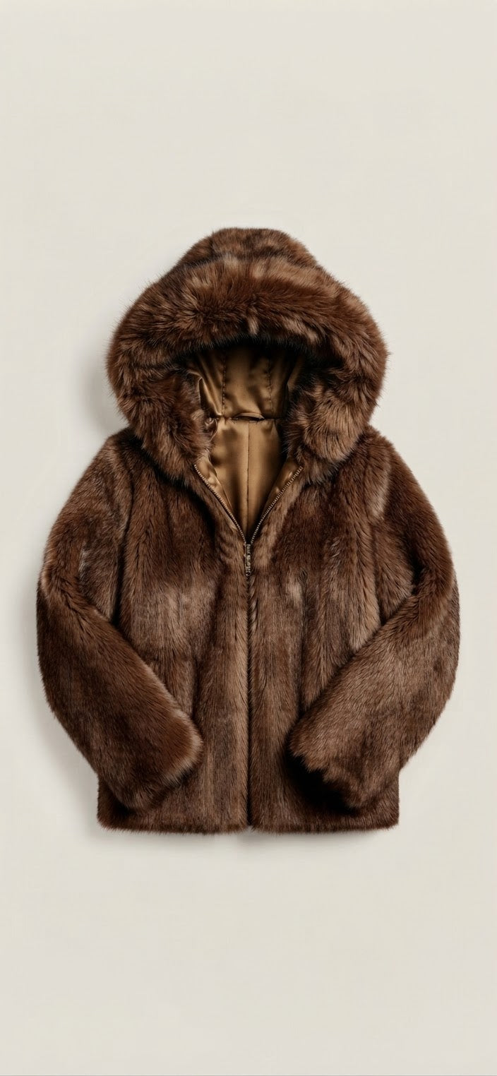 Virale Teddy Felljacke mit Kapuze