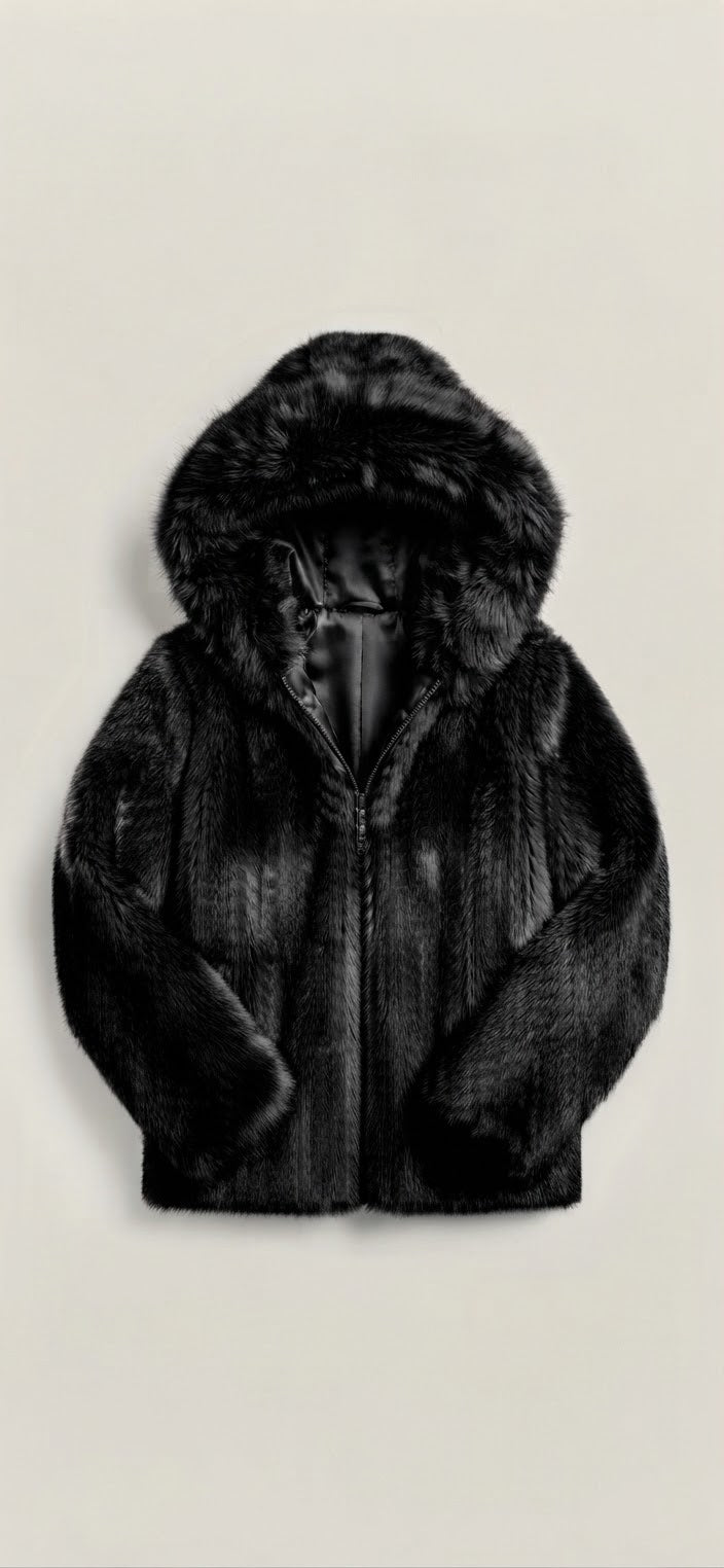 Virale Teddy Felljacke mit Kapuze